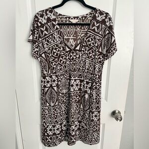 Tori Richard Honolulu Brown and White Geometric Dress